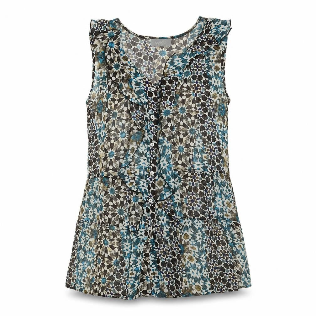 Wallis Womens Multicoloured Geometric Polyester Basic Button-Up Size S V-Neck