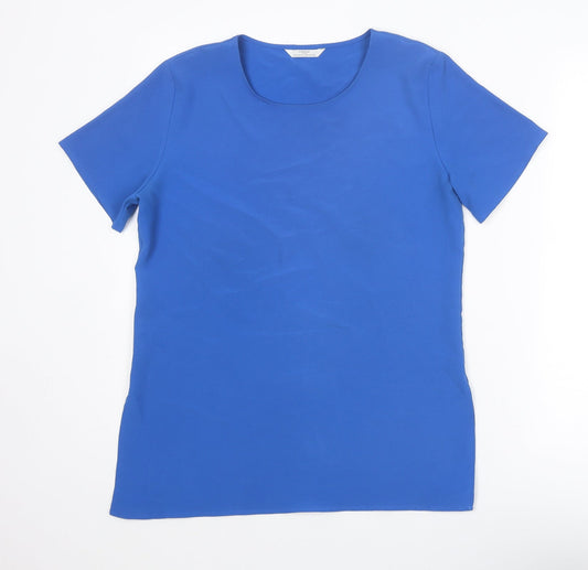 St Michael Womens Blue Polyester Basic T-Shirt Size 10 Crew Neck