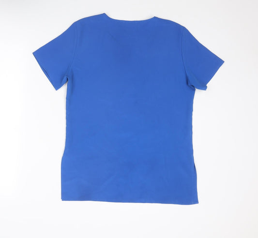 St Michael Womens Blue Polyester Basic T-Shirt Size 10 Crew Neck