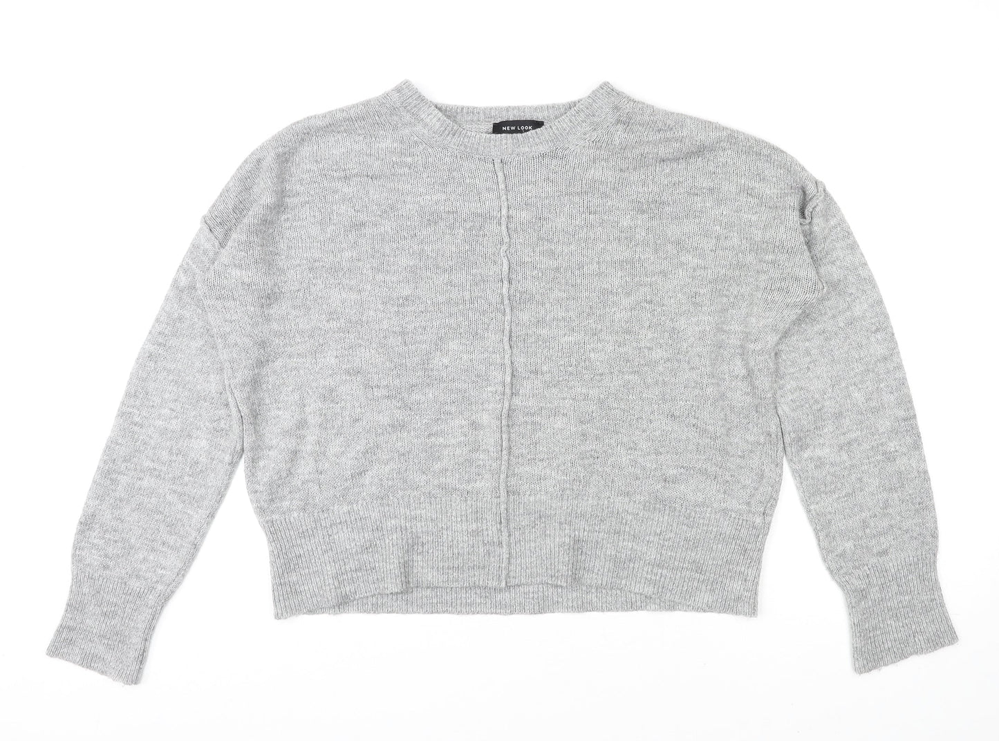 New Look Womens Grey Round Neck Acrylic Pullover Jumper Size S