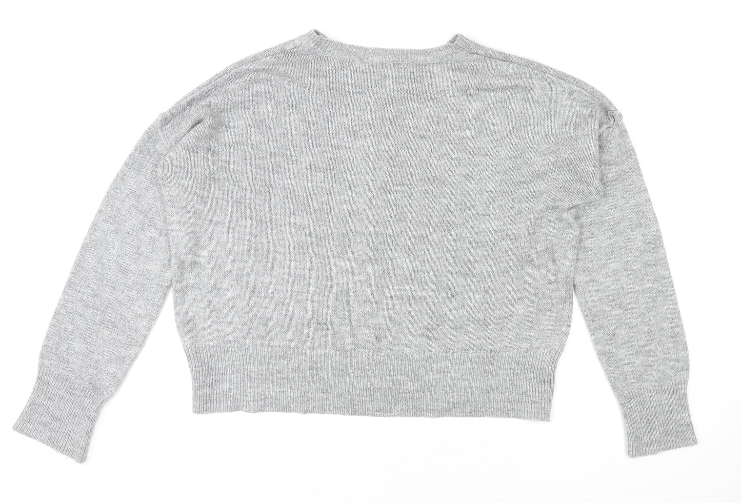 New Look Womens Grey Round Neck Acrylic Pullover Jumper Size S