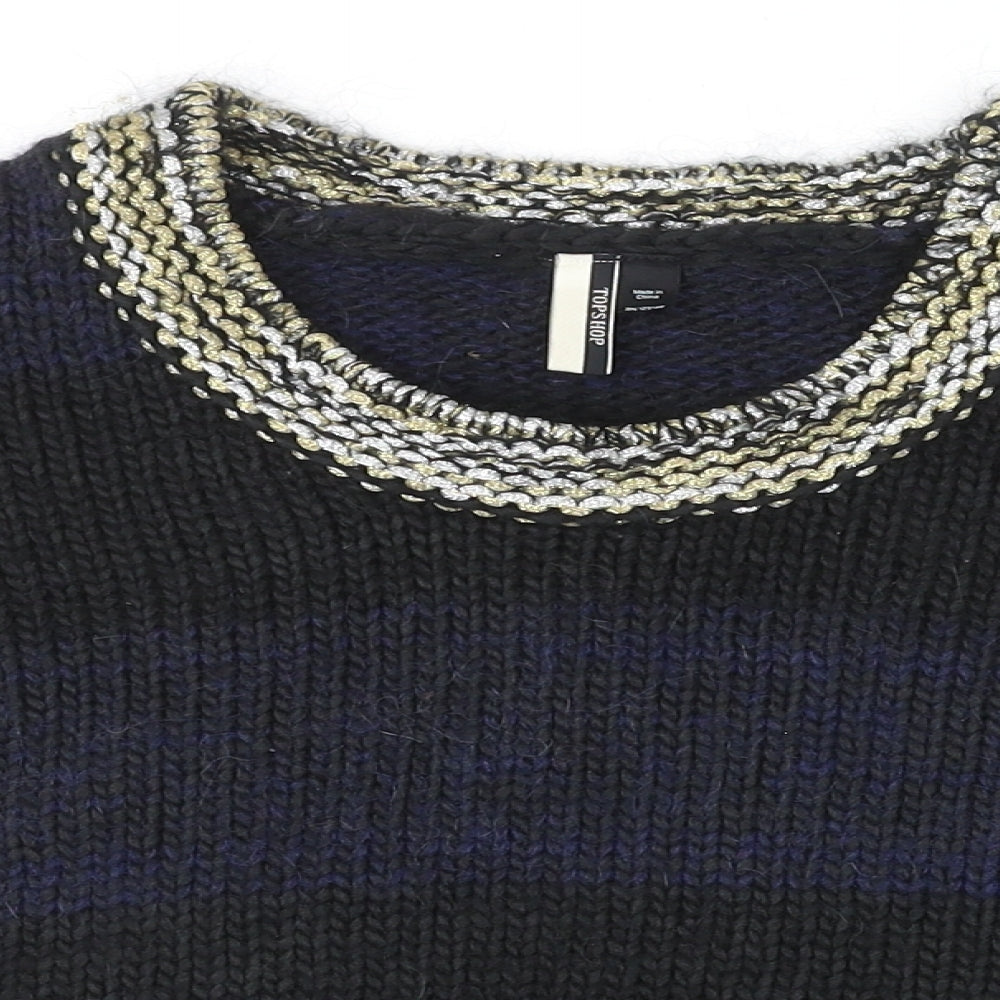 Topshop Womens Multicoloured Round Neck Acrylic Pullover Jumper Size 12