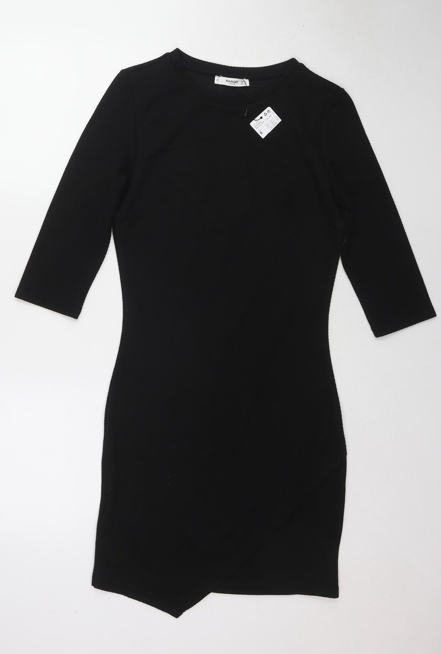 Mango Womens Black Polyester Shift Size S Round Neck Pullover