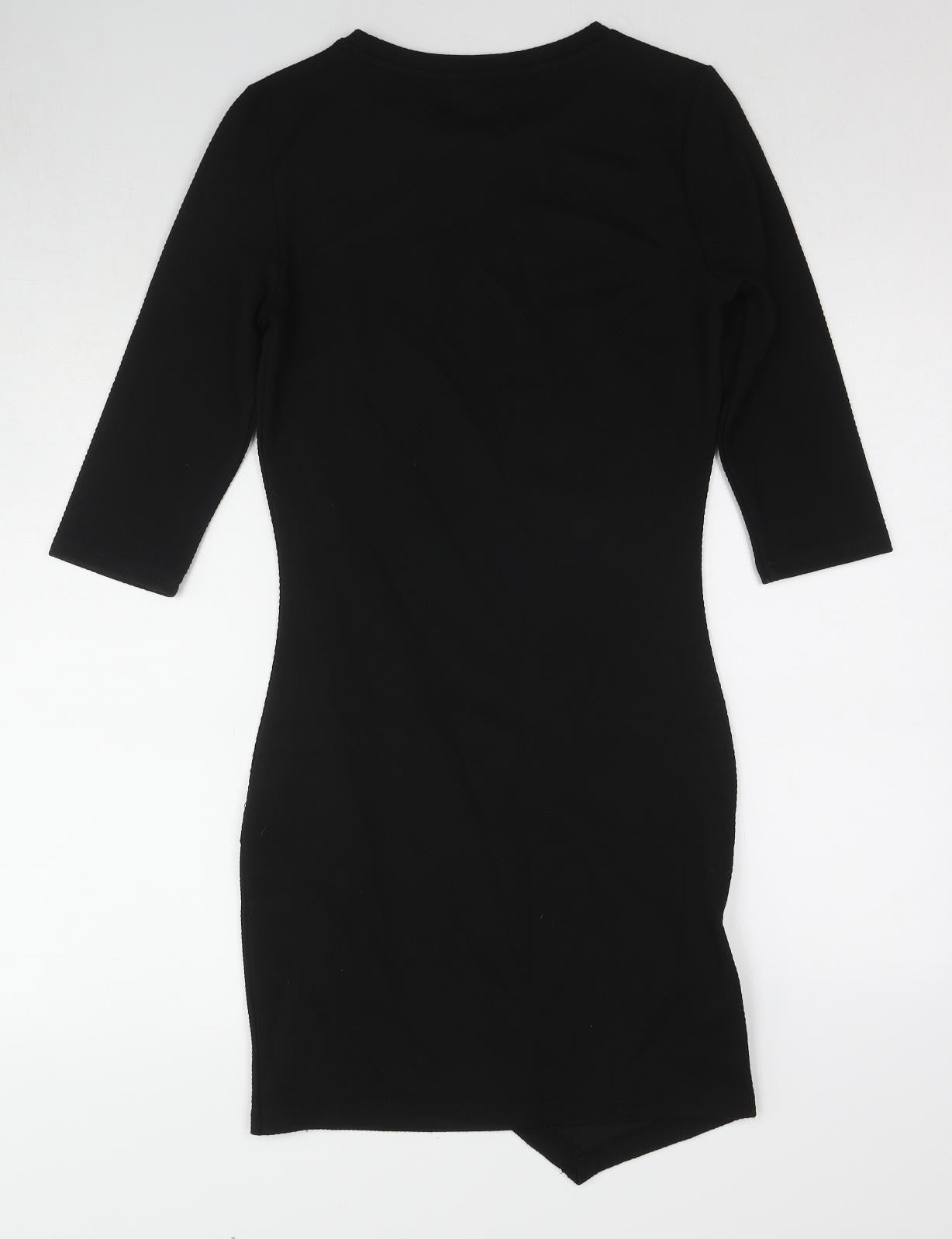 Mango Womens Black Polyester Shift Size S Round Neck Pullover