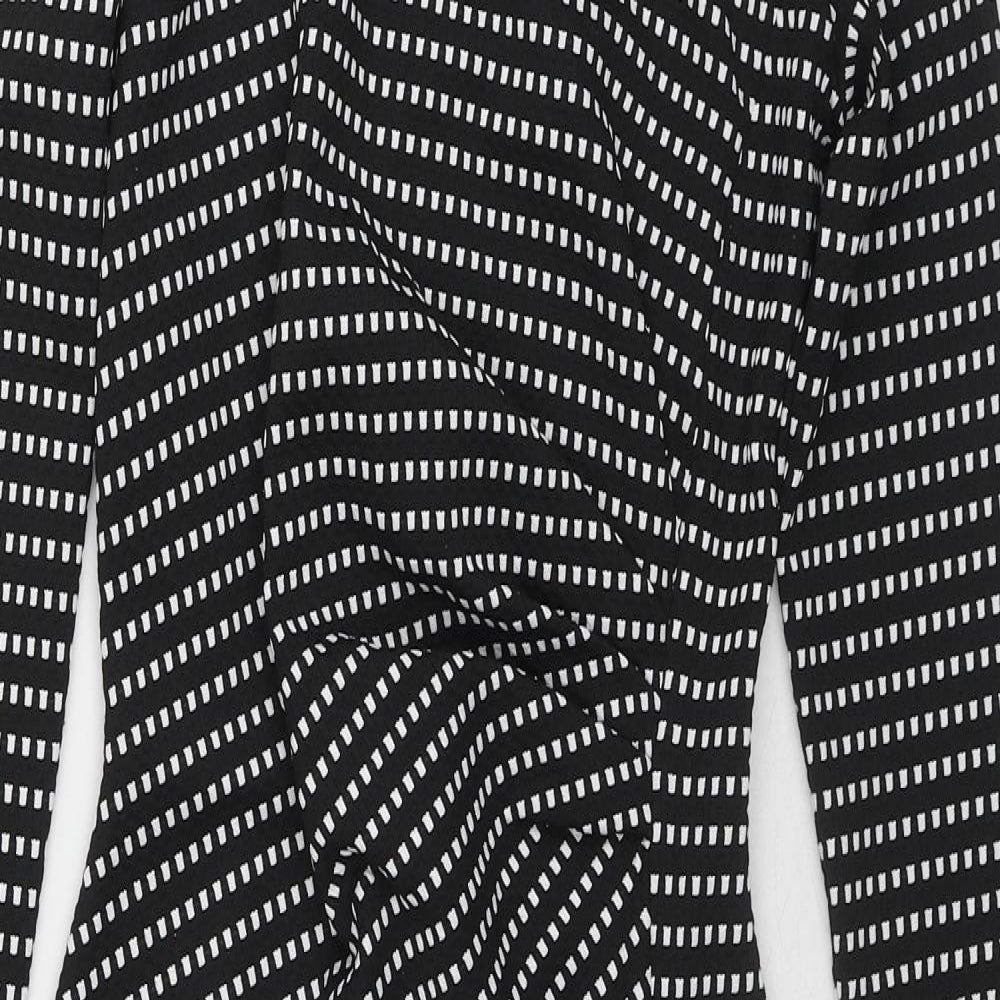 River Island Womens Black Geometric Polyester Pencil Dress Size S Round Neck Zip