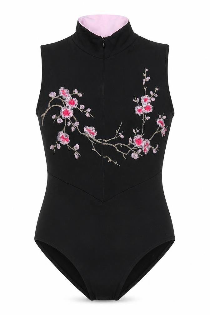 Isabelle Ciaravola Womens Black Polyester Bodysuit One-Piece Size 12 Zip - Flower Detail