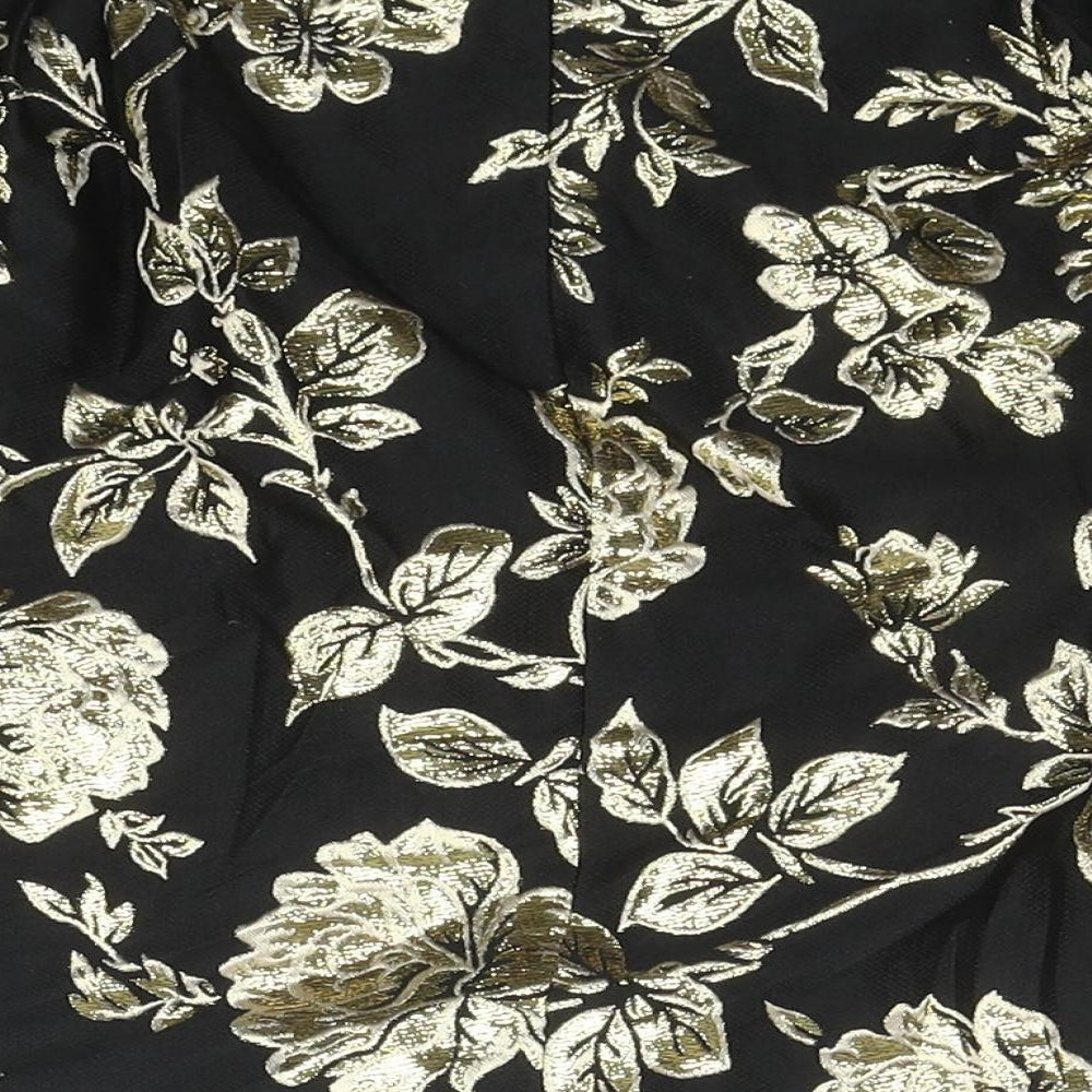 VILA Womens Black Floral Polyester A-Line Skirt Size XL Zip
