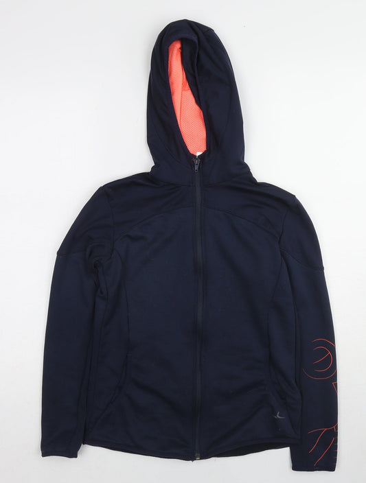 DECATHLON Girls Blue Polyester Full Zip Hoodie Size 12-13 Years Zip