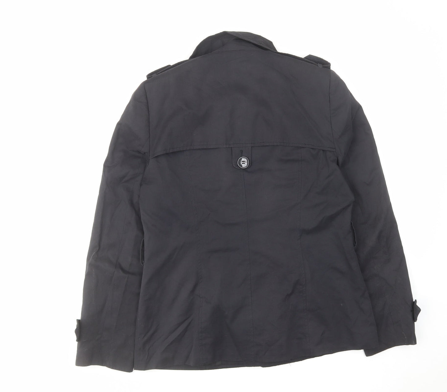 Debenhams Womens Black Pea Coat Coat Size 12 Button