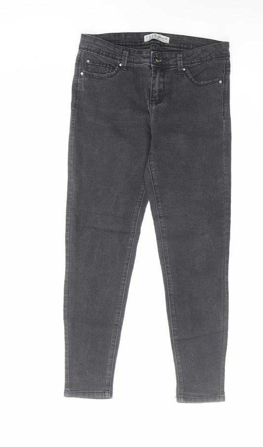 Denim & Co. Womens Black Cotton Skinny Jeans Size 10 L25 in Regular Zip