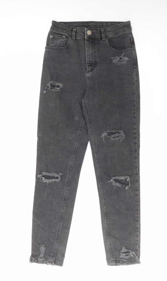 ASOS Womens Grey Cotton Tapered Jeans Size 26 in L32 in Regular Zip