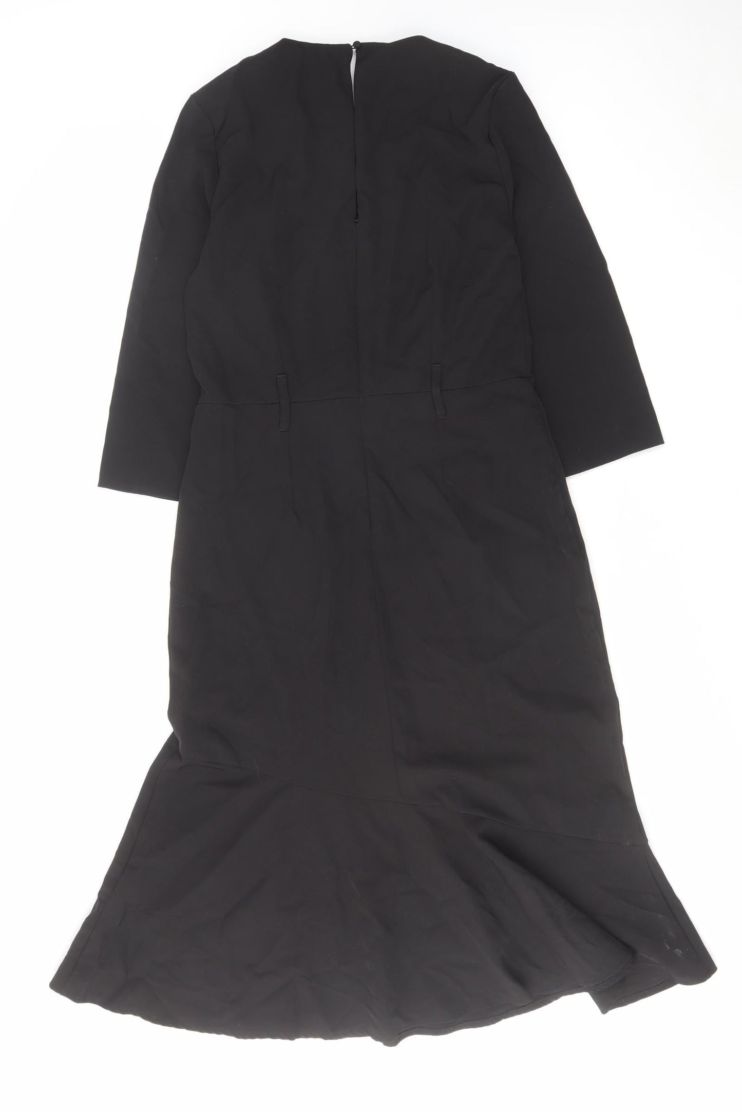 Warehouse Womens Black Polyester Trapeze & Swing Size 12 Round Neck Zip
