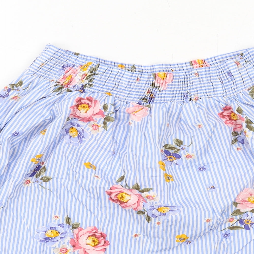 New Look Womens Blue Striped Cotton Basic Blouse Size 8 Off the Shoulder - Floral