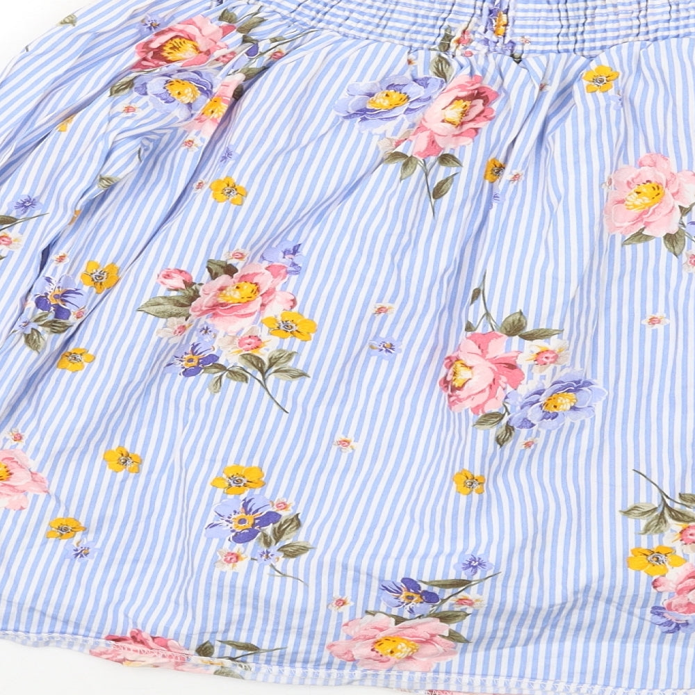 New Look Womens Blue Striped Cotton Basic Blouse Size 8 Off the Shoulder - Floral