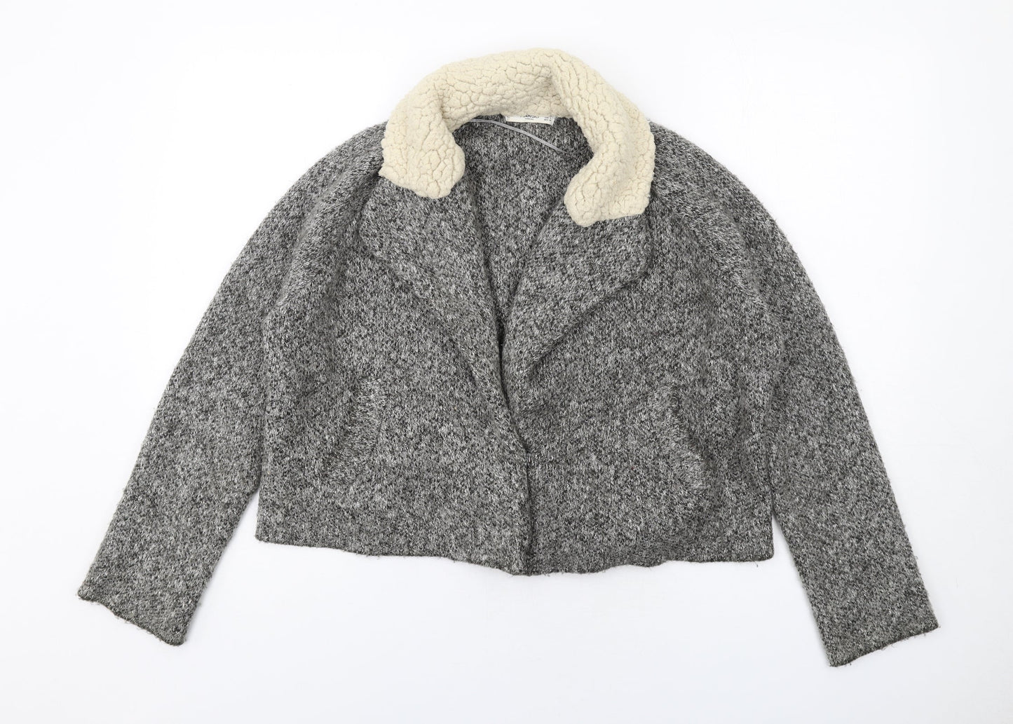 Mango Womens Grey Geometric Jacket Size M Snap