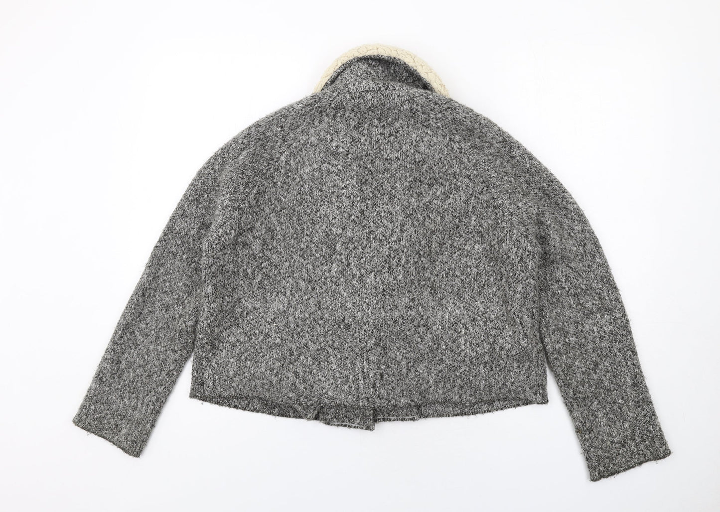 Mango Womens Grey Geometric Jacket Size M Snap