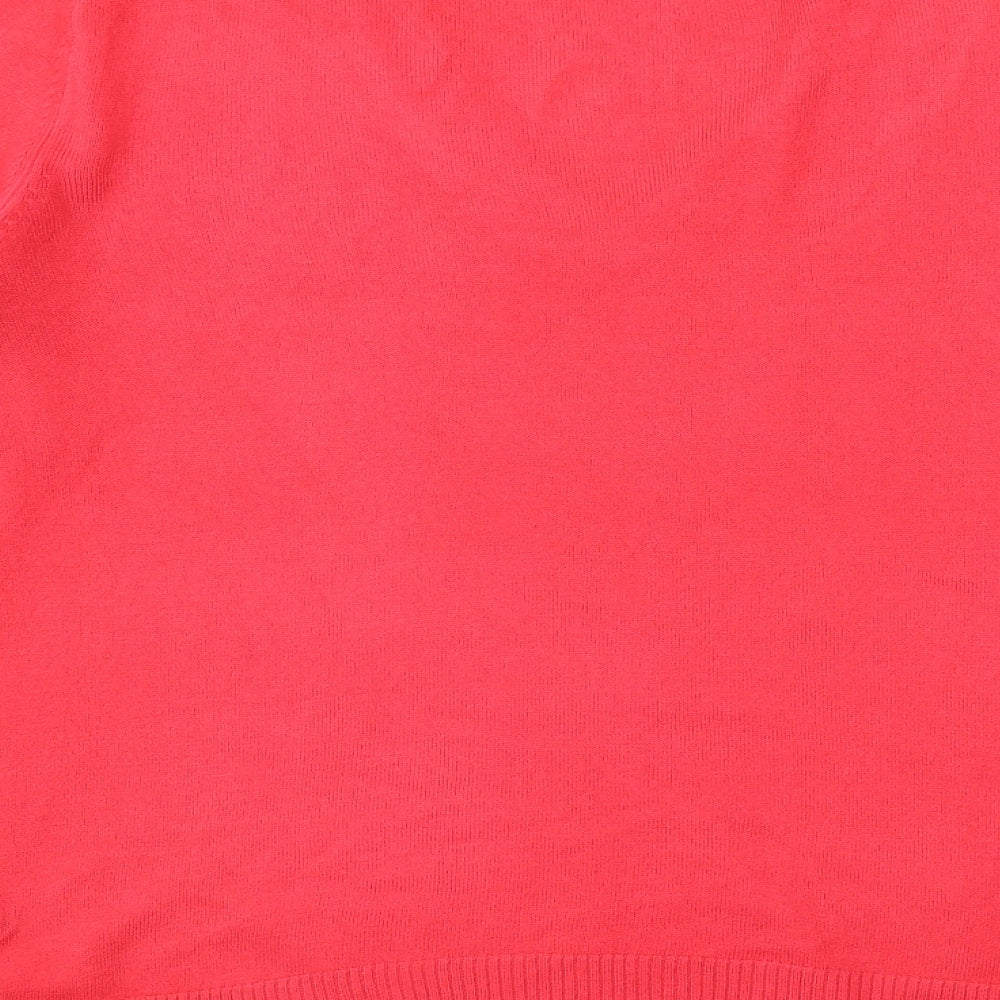 South Womens Red V-Neck Acrylic Pullover Jumper Size 14