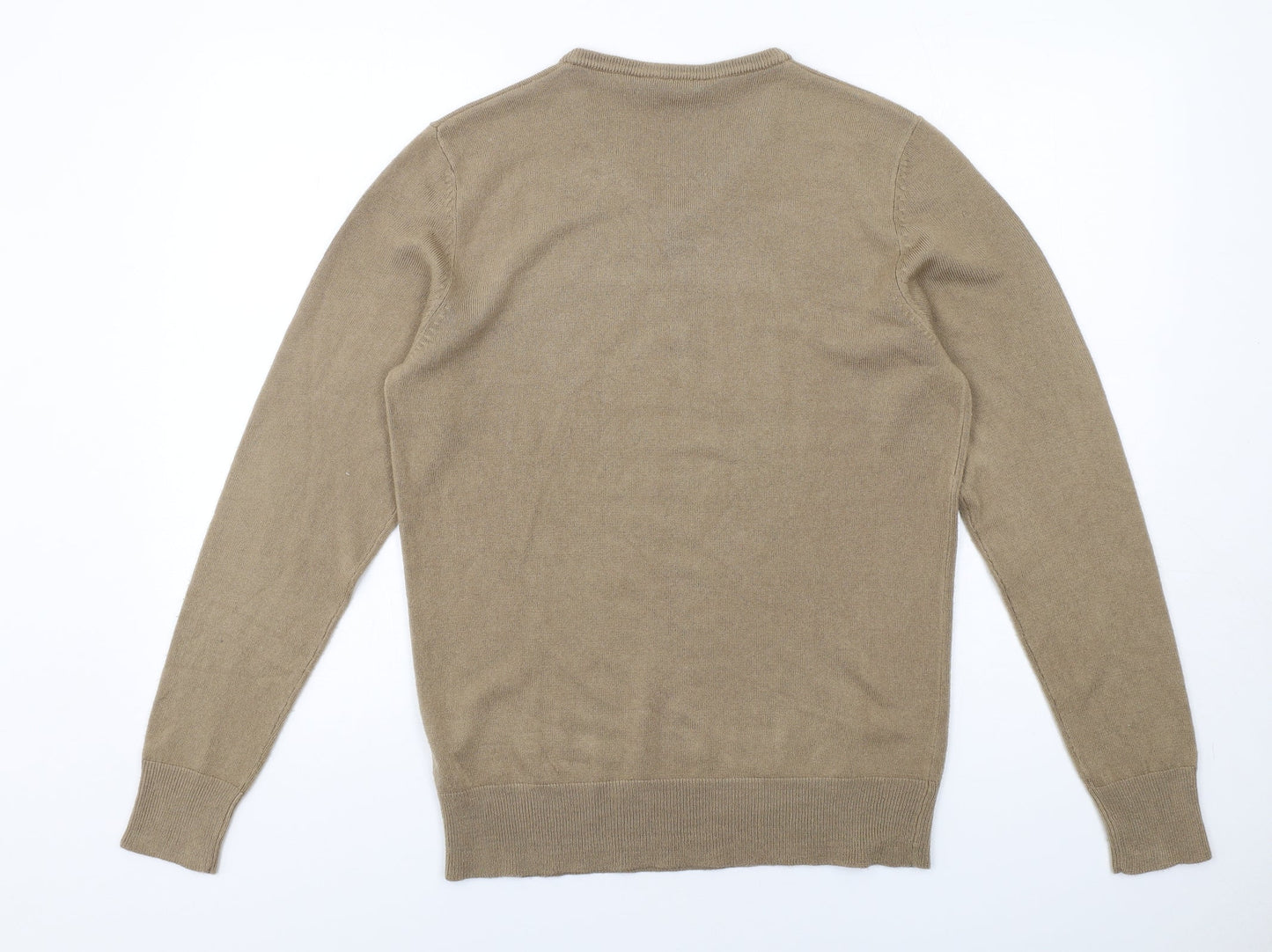 Kensington Womens Beige V-Neck Acrylic Pullover Jumper Size M