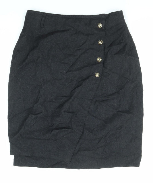 Gerry Weber Womens Black Wool Straight & Pencil Skirt Size 14 Zip