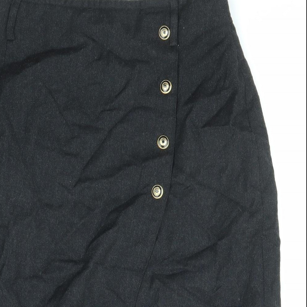 Gerry Weber Womens Black Wool Straight & Pencil Skirt Size 14 Zip