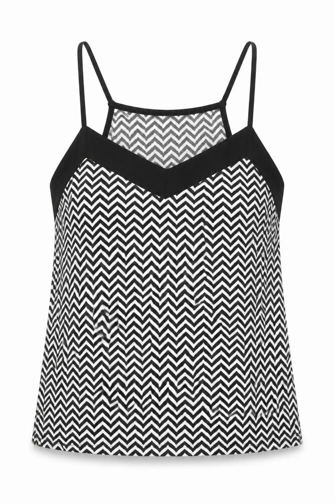 H&M Womens Black Geometric Polyester Camisole Tank Size S V-Neck