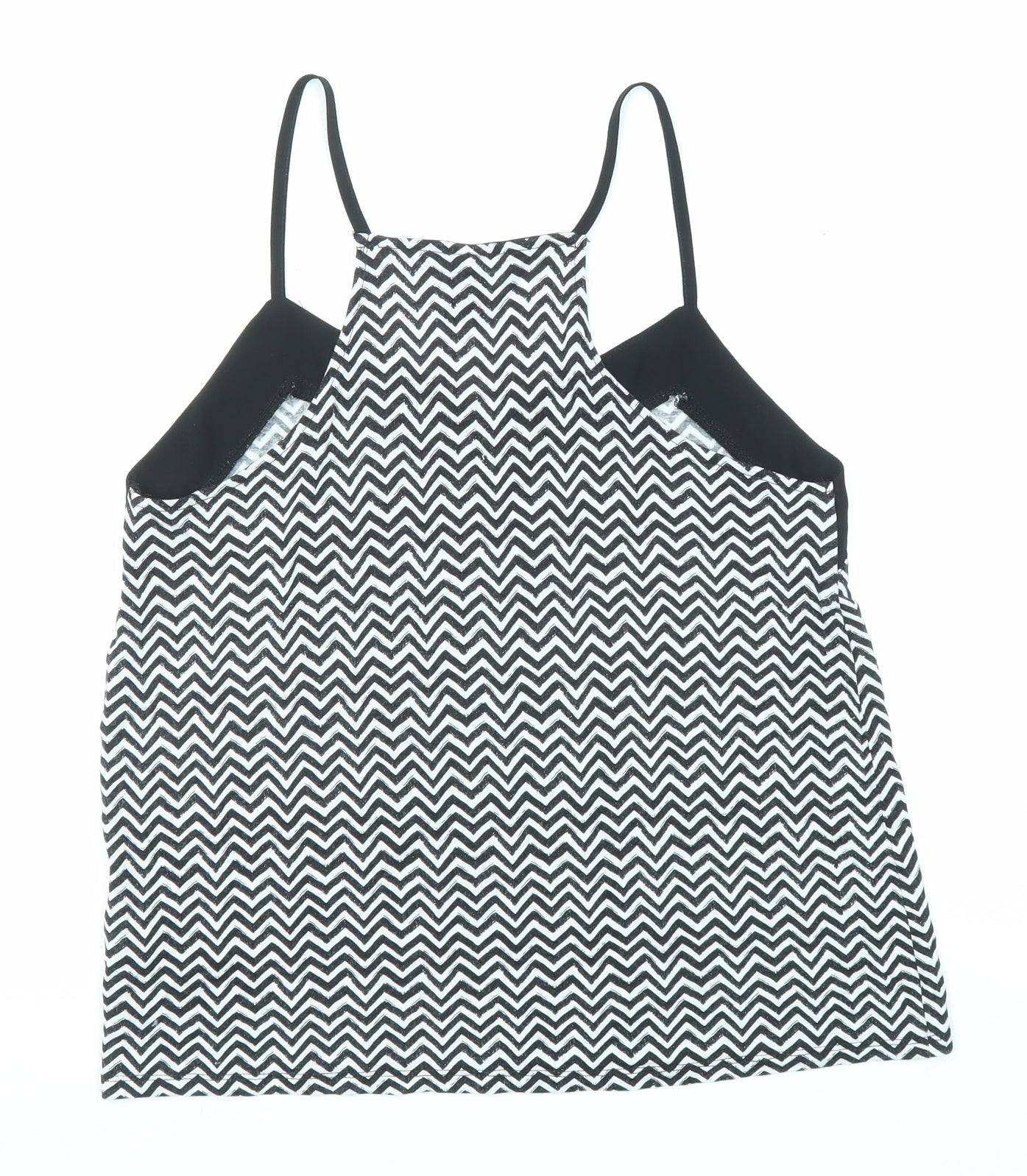 H&M Womens Black Geometric Polyester Camisole Tank Size S V-Neck
