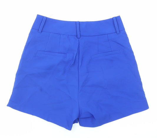 Lucy Wang Womens Blue Polyester Basic Shorts Size S L3 in Regular Zip