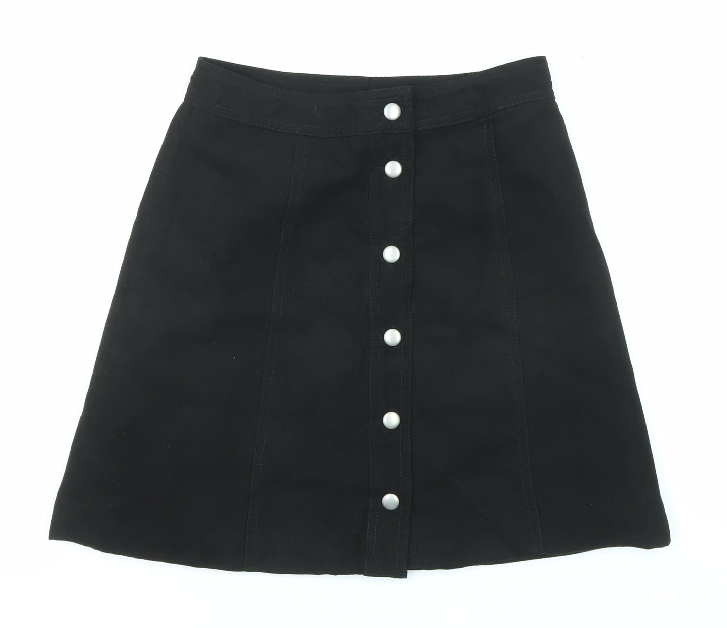Divided by H&M Womens Black Polyester A-Line Skirt Size 4 Snap