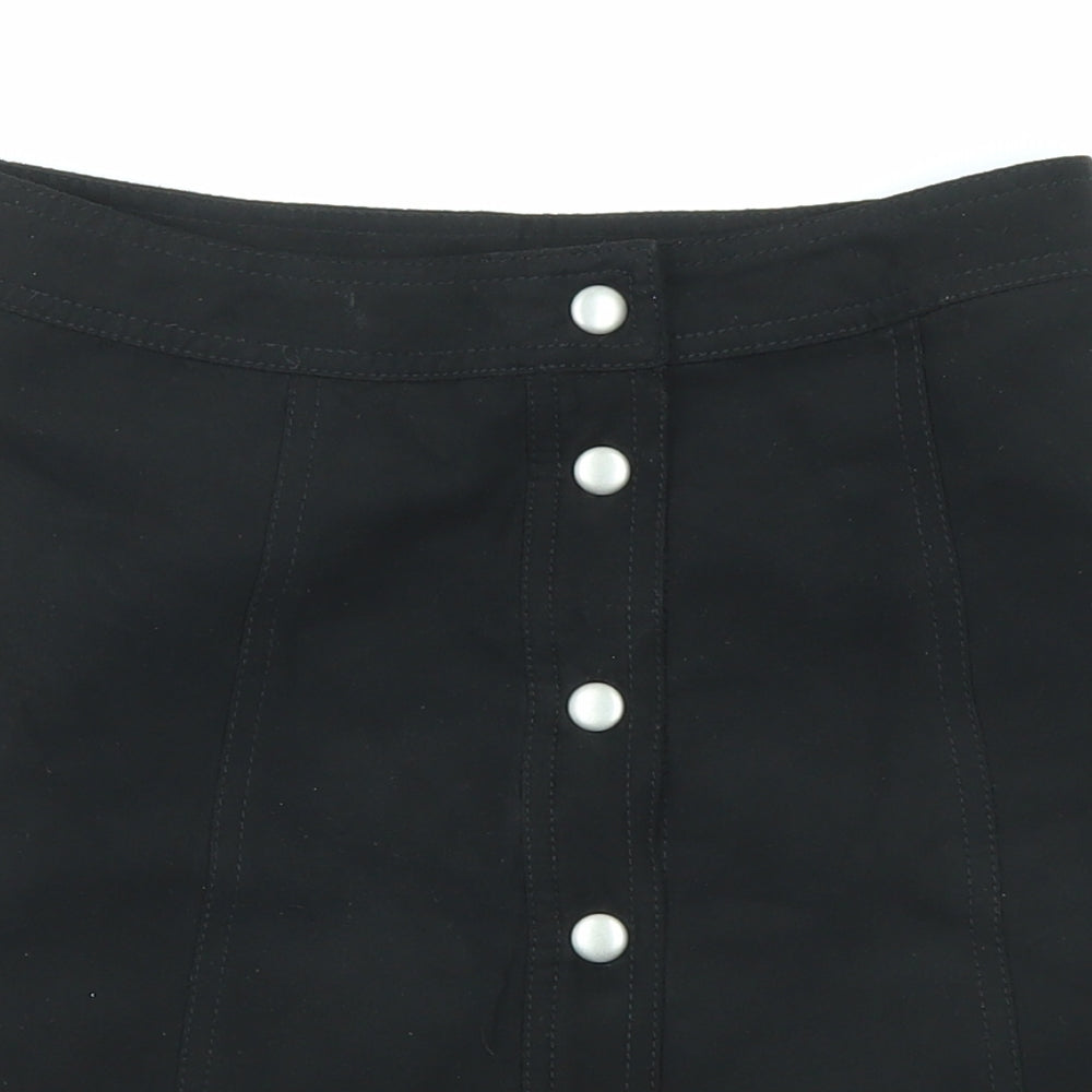Divided by H&M Womens Black Polyester A-Line Skirt Size 4 Snap