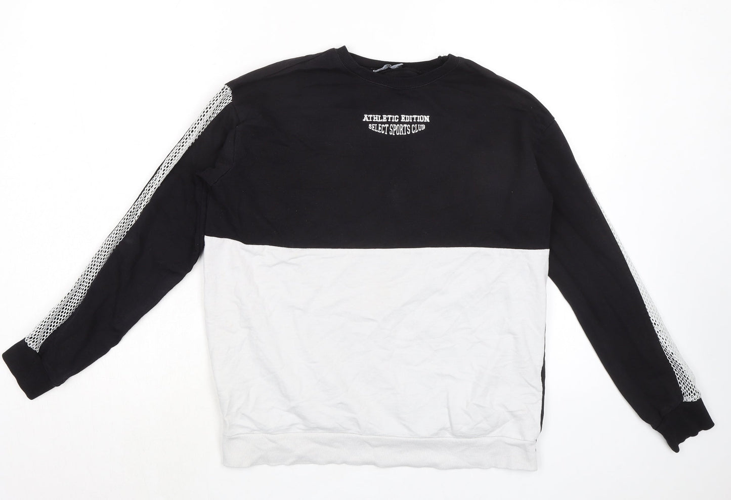 Select Womens Black Colourblock Cotton Pullover Sweatshirt Size S Pullover