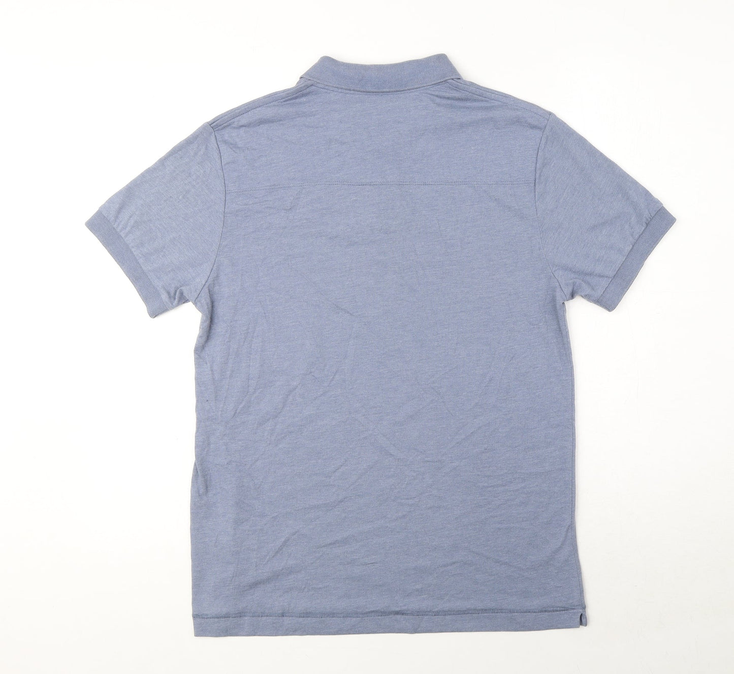 French Connection Mens Blue Cotton Polo Size M Collared Button