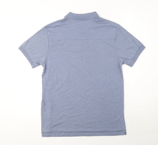 French Connection Mens Blue Cotton Polo Size M Collared Button