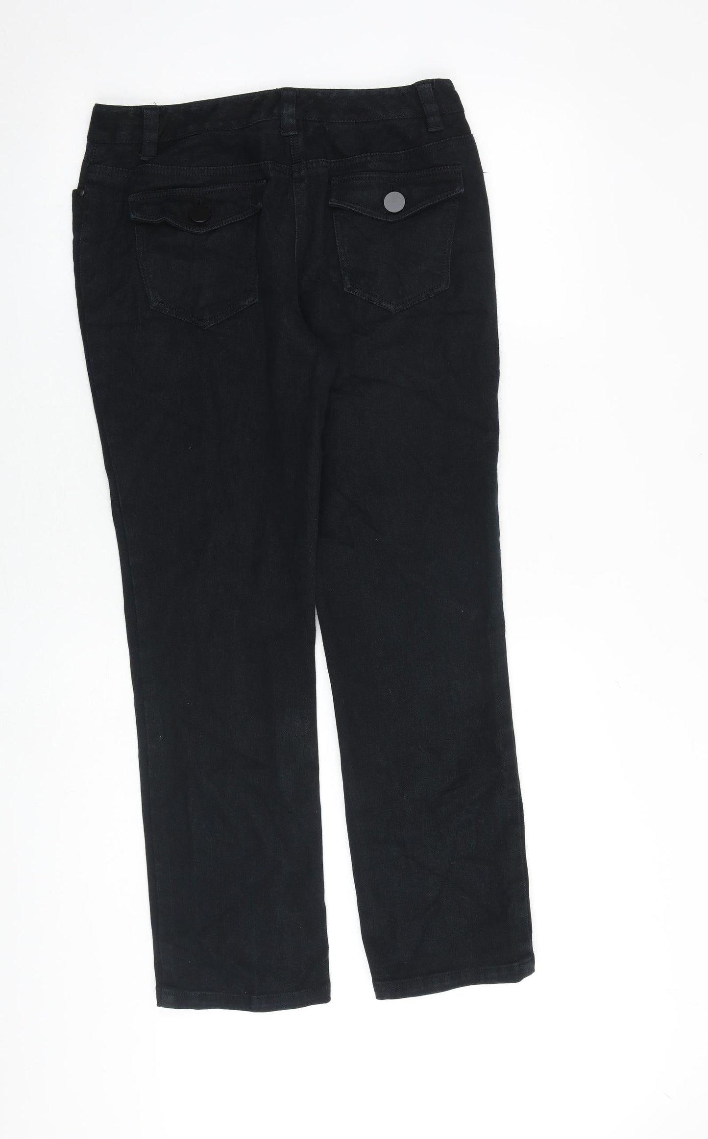 Etcetera Womens Black Cotton Straight Jeans Size 6 L28 in Regular Zip