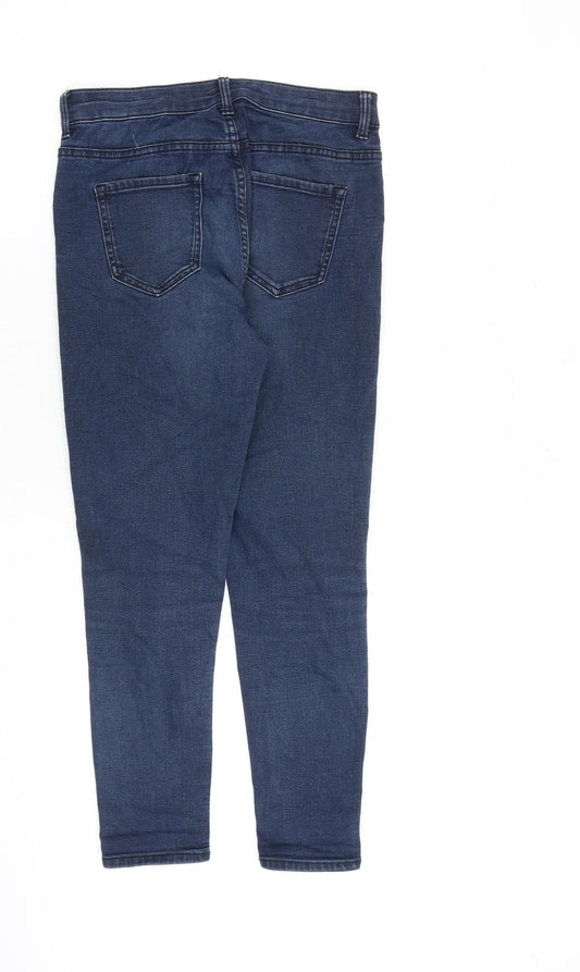 Marks and Spencer Womens Blue Cotton Skinny Jeans Size 10 L26 in Slim Zip