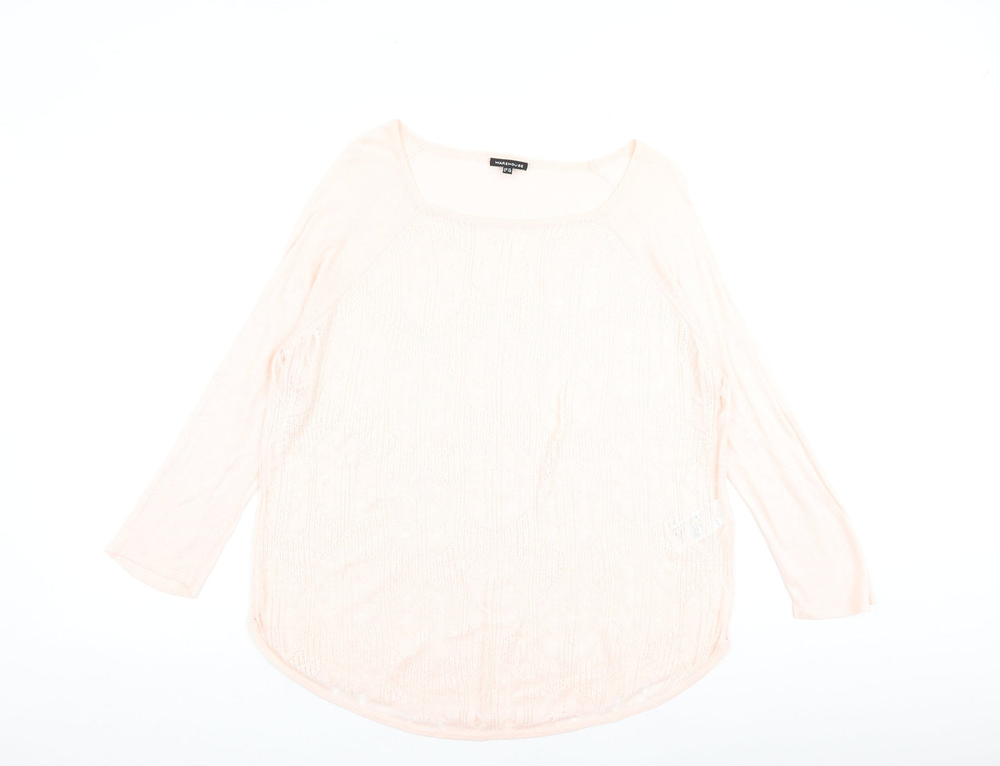 Warehouse Womens Pink Round Neck Acrylic Pullover Jumper Size 14