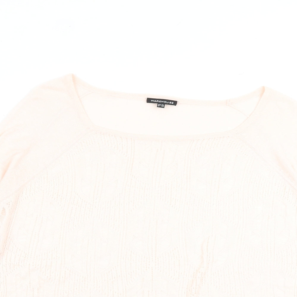 Warehouse Womens Pink Round Neck Acrylic Pullover Jumper Size 14