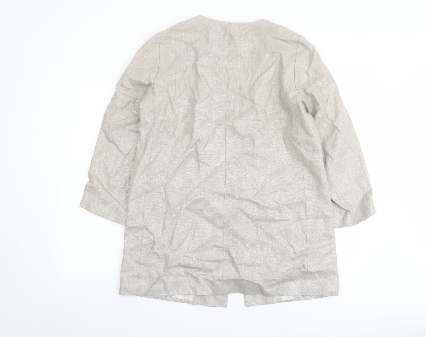 Zara Womens Beige Jacket Blazer Size L Hook & Eye