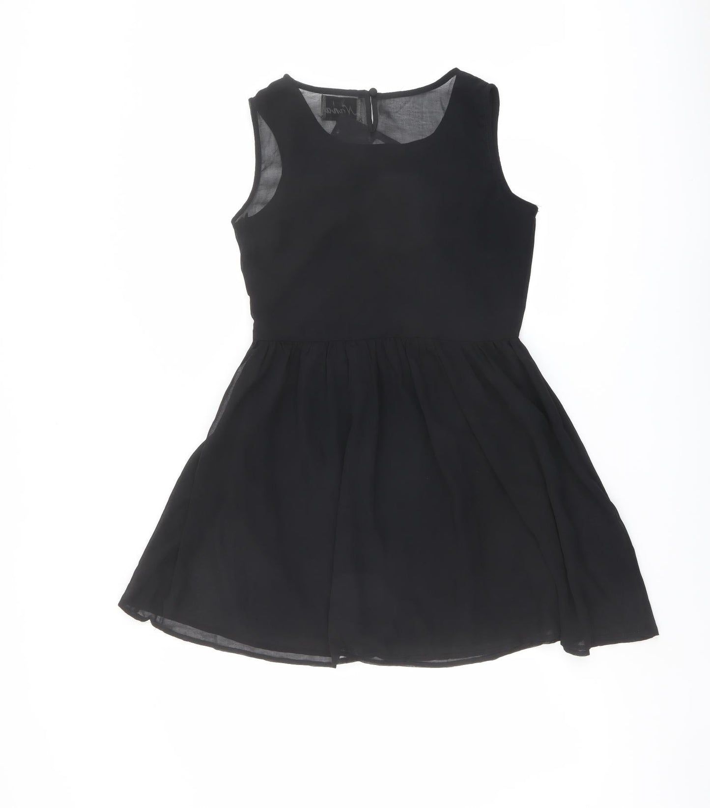 Nana Womens Black Polyester Fit & Flare Size 10 Round Neck Button