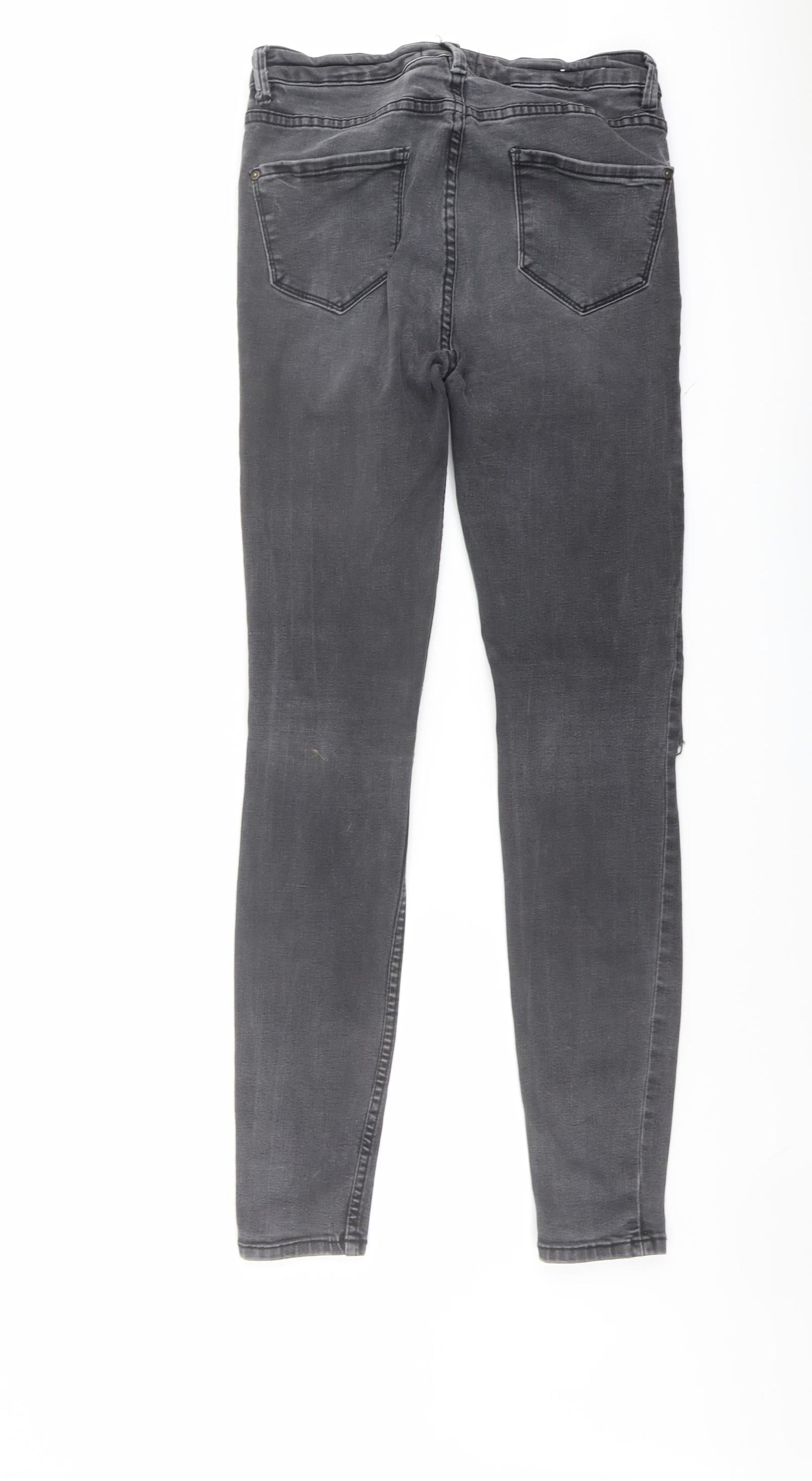 New Look Womens Grey Cotton Skinny Jeans Size 10 L30 in Regular Button