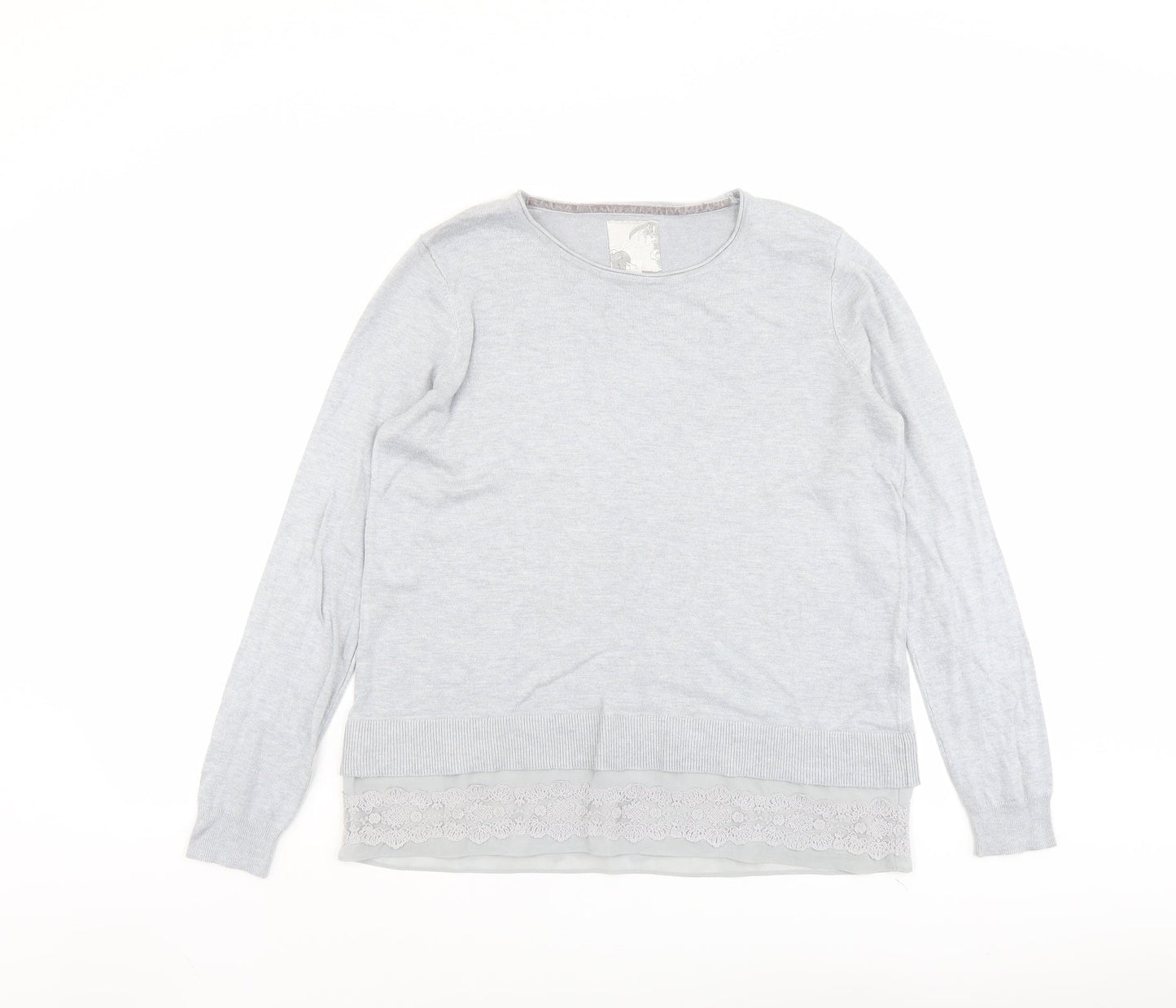 RJR.John Rocha Womens Blue Round Neck Viscose Pullover Jumper Size 12