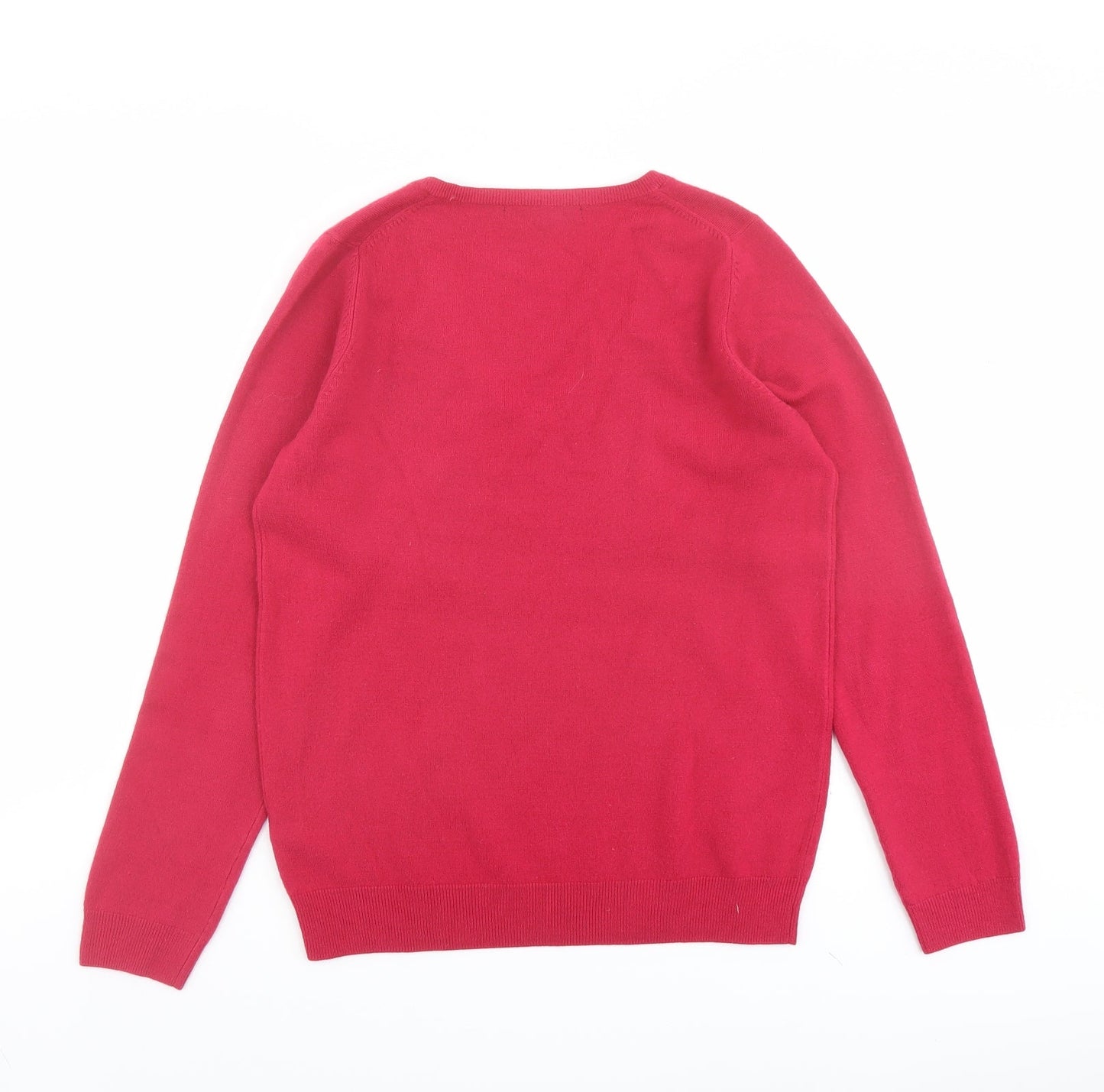 Marks and Spencer Womens Pink V-Neck Acrylic Pullover Jumper Size 10