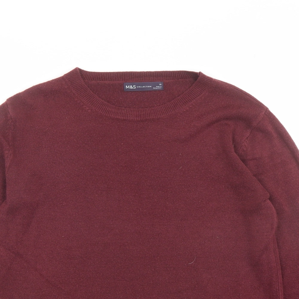 Marks and Spencer Womens Red Round Neck Acrylic Pullover Jumper Size 10