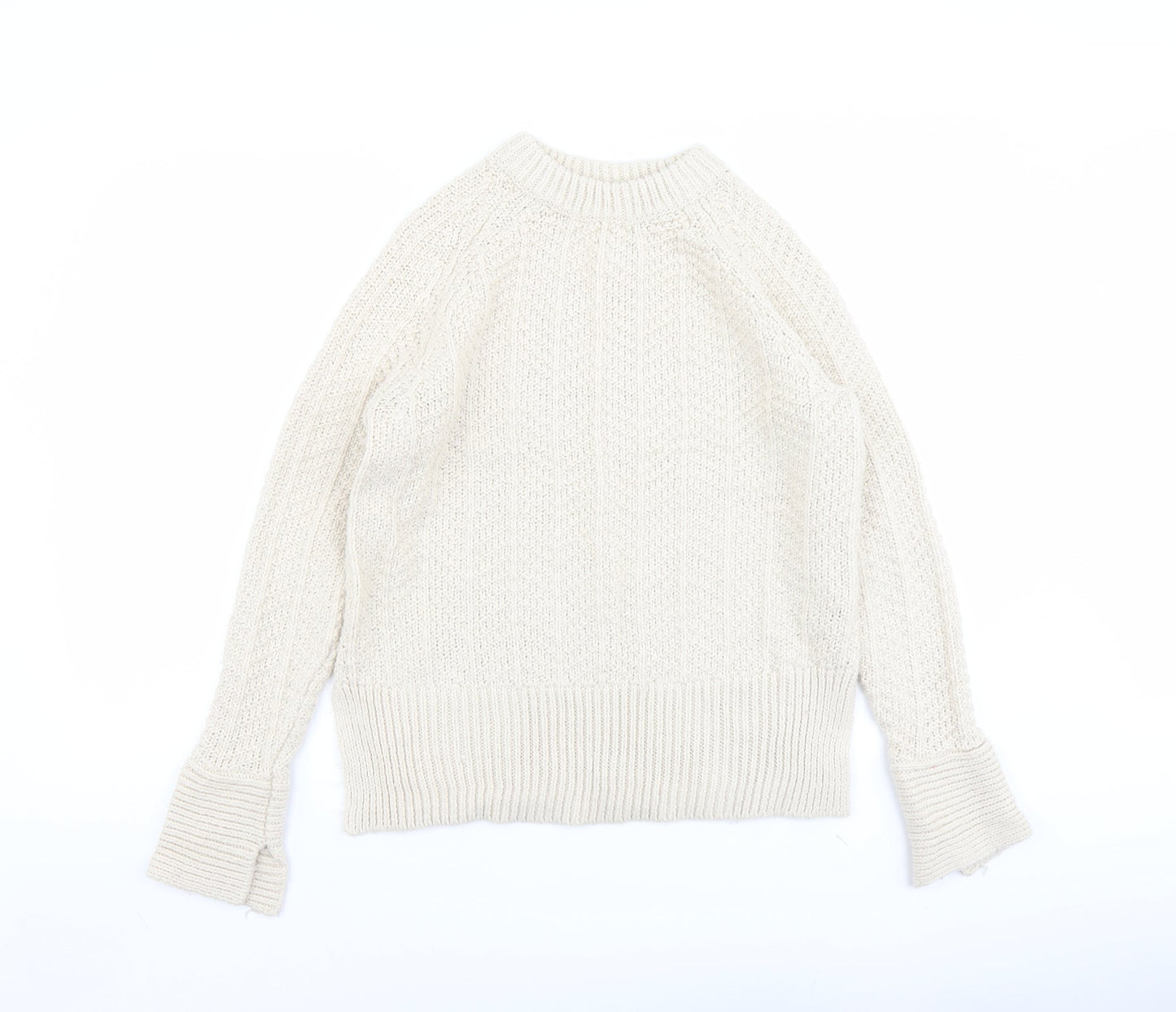 H&M Womens Ivory Round Neck Acrylic Pullover Jumper Size XS