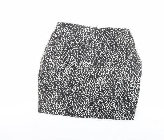 Diane von Furstenberg Womens Black Geometric Cotton Bandage Skirt Size 8 Zip