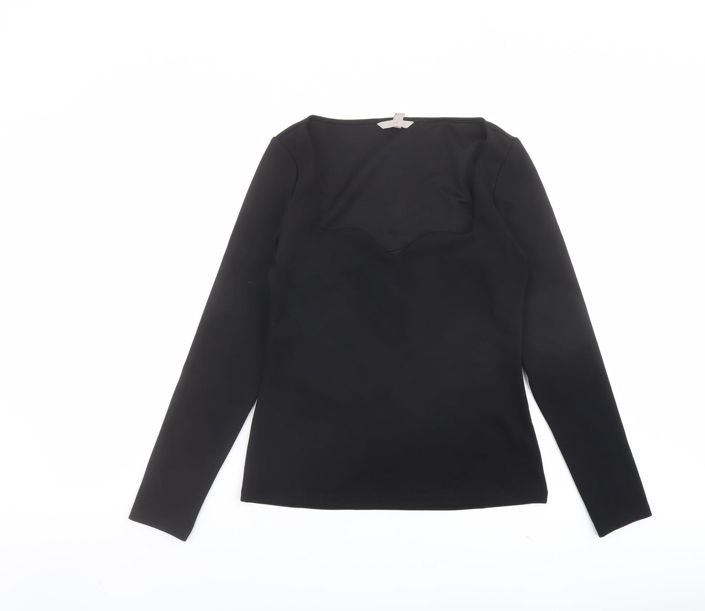 H&M Womens Black Polyester Basic T-Shirt Size M Scoop Neck