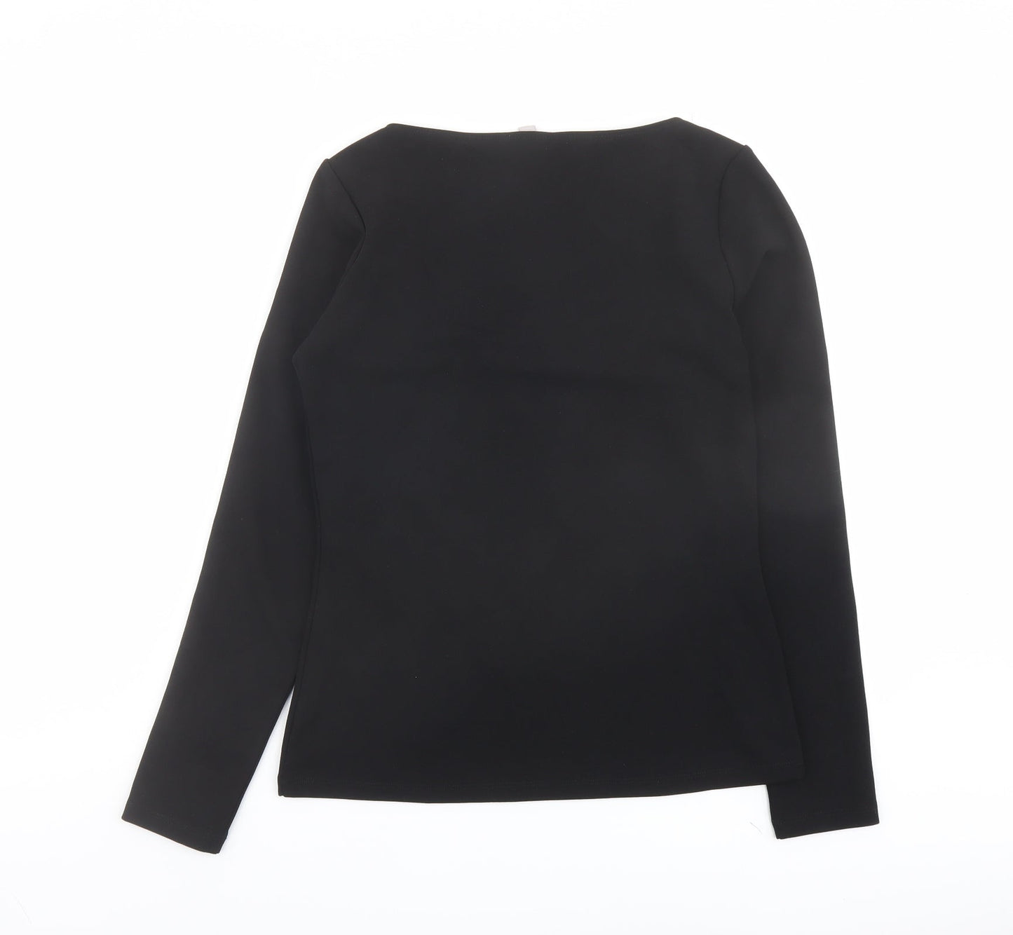 H&M Womens Black Polyester Basic T-Shirt Size M Scoop Neck