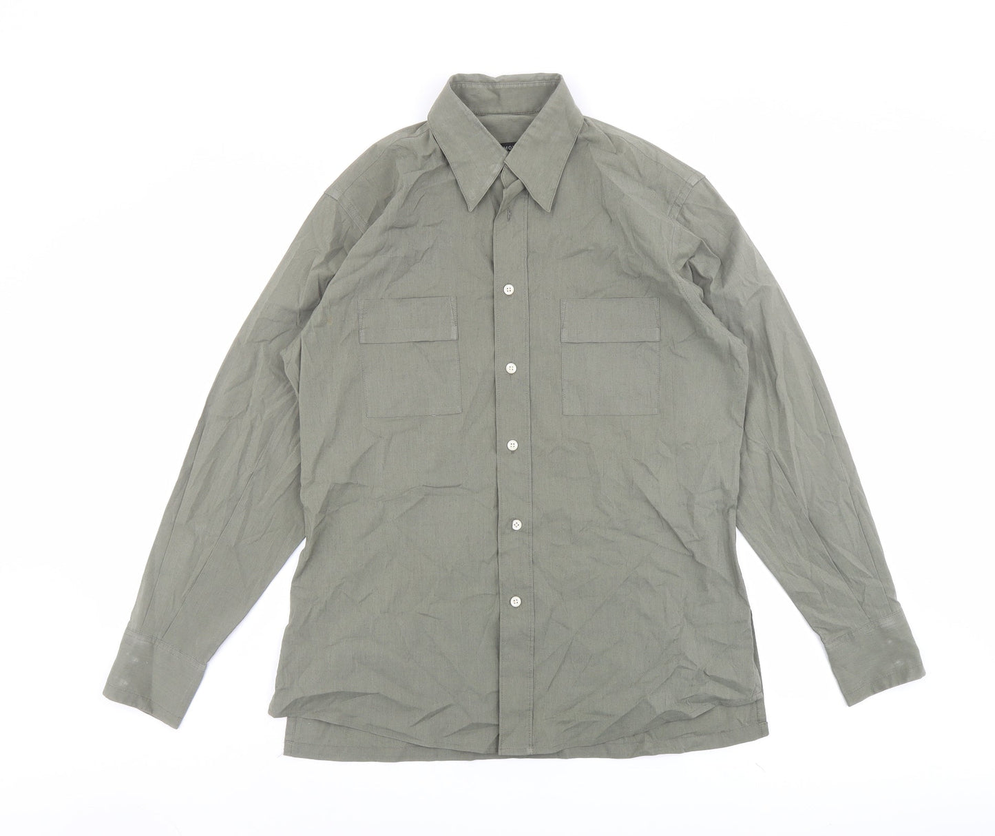 Mexx Mens Green Cotton Button-Up Size S Collared Button