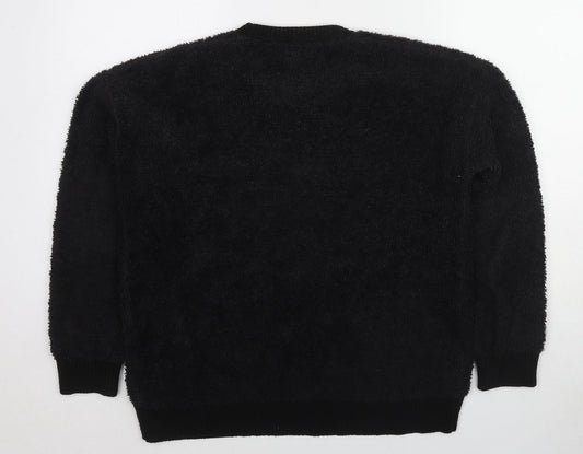 Topshop Womens Black Polyester Pullover Sweatshirt Size 8 Pullover