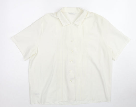 St Michael Womens White Polyester Basic Button-Up Size 16 Collared