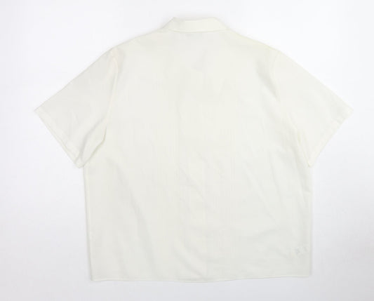 St Michael Womens White Polyester Basic Button-Up Size 16 Collared